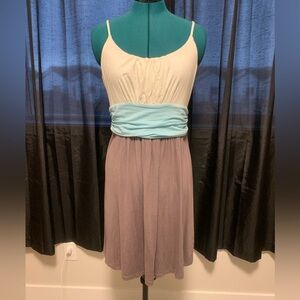 George Cream, Light Blue, and Brown Mini Dress